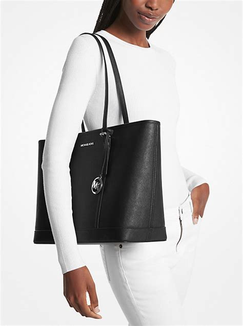 michael kors jet set travel large saffiano leather tote|Michael Kors saffiano tote bag.